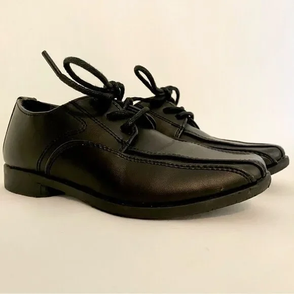 Toddler Boys Black Leather Dress Shoes