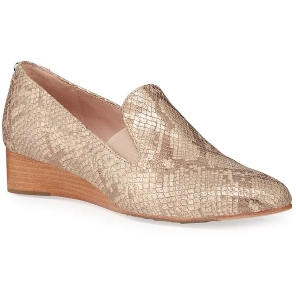 Taryn Rose Claudia Snake Wedge Slip-Ons in‎ Soft Gold Size 8.5 Metallic Neutrals