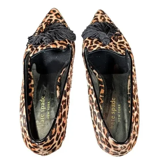 Kate Spade New York Leopard Calf Hair Tassel Smoking Loafers Flats Size 8B
