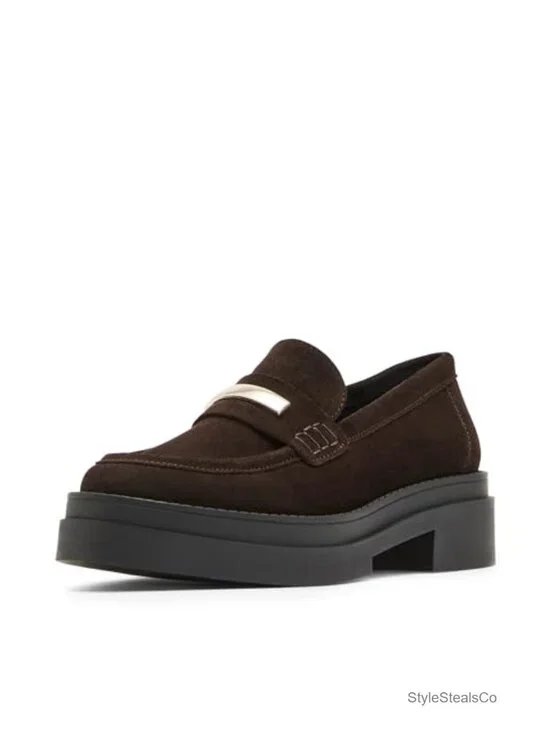 Ornamented Suede Pull-On Loafers - Casual Formal Flat
