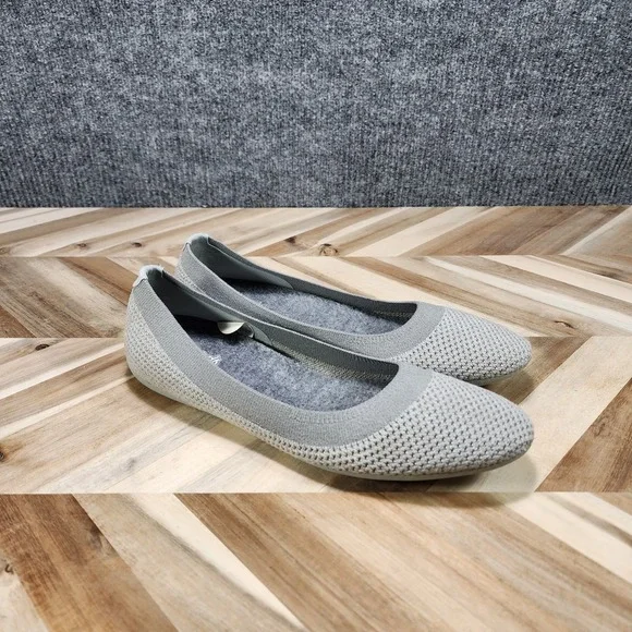 Allbirds Tree Breezers Womens Size 9 Mist Gray Knit Ballet Flats Shoes