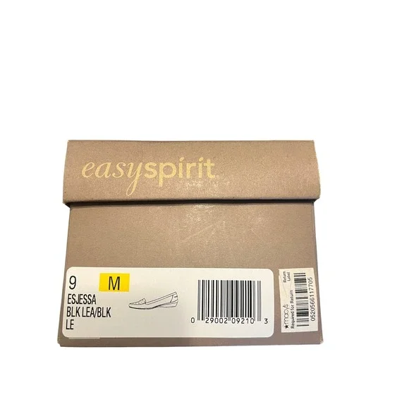 Easy Spirit ESJESSA‎ Womens Black Leather Quilted Patent Square Toe Loafers 9 M