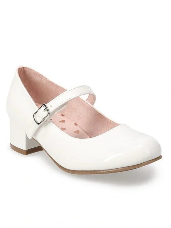 Girls White Patent Mary Jane Heels