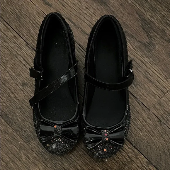 Black Glitter Kids Shoes