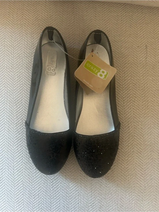 Crazy 8 Black Glitter Ballet Flats for girls size 4