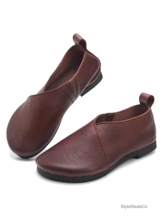 Women's Retro Soft Leather Loafers Fashionable Non Slip Genuine Leather