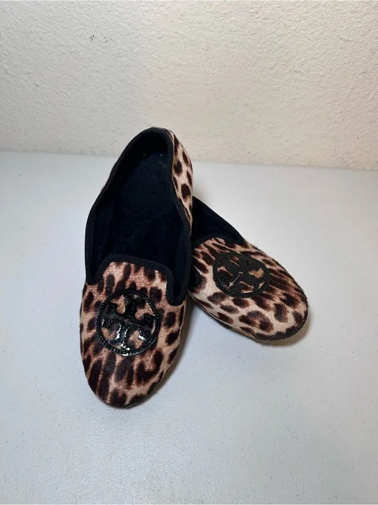 Tory Burch Billy Leopard Print Calf Hair Flat Shoes