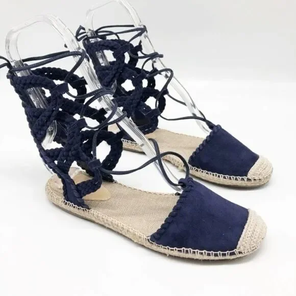 SCHUTZ Kobi Blue Suede Espadrille Flats