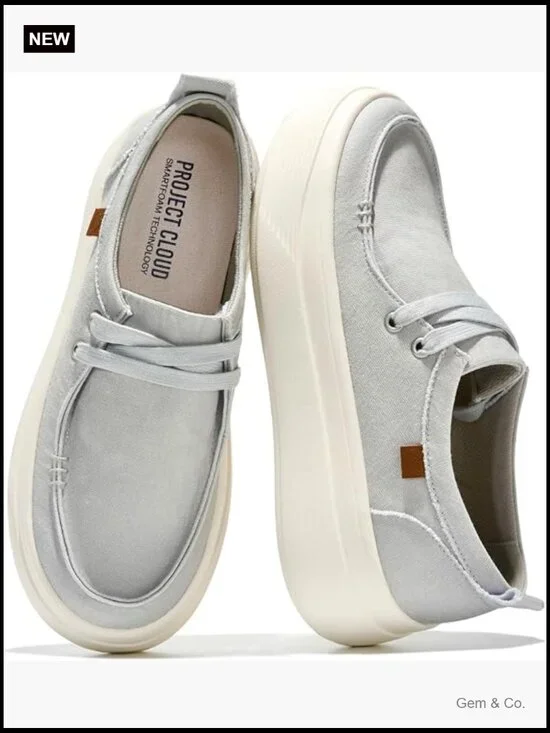 Women's Canvas Platform Slip On Loafers - Memory Foam Sneakers