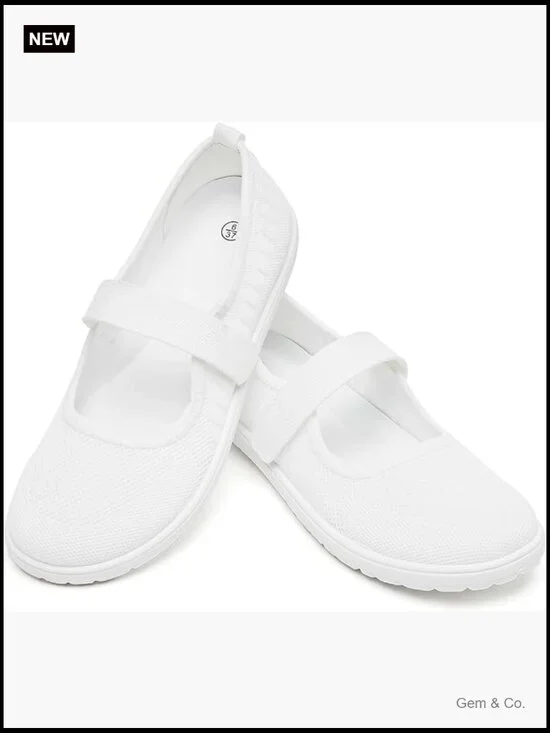 Wide Toe Box Knit Ballet Flats Mary Jane Dress Flat Slip-on Walking Shoes