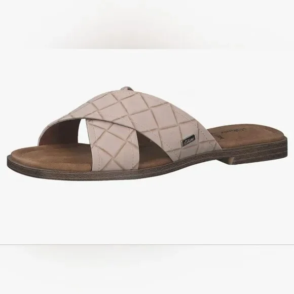 s.Oliver Leather Soft Foam Rose Brown Slide Flats Sandal Sz 42/11 Slip On Boho
