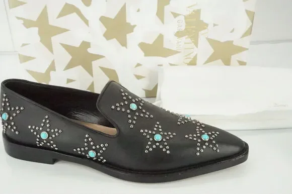 Valentino Beatles Star Studded Pointy Toe Flat Loafer Size 37 New Slip On $1095