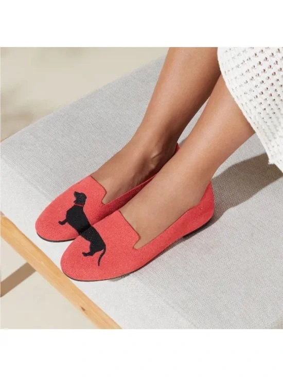 VIVAIA Audrey Red Coraldog Dachshund Slip-On Loafers