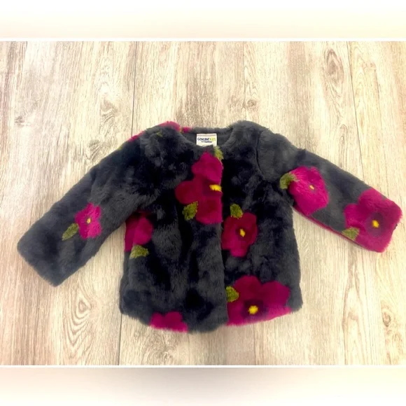 OshKosh 18 M faux Fur Floral Jacket