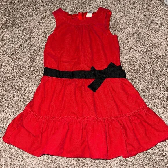 Vintage OshKosh B'gosh Red Corduroy dropped waist Jumper Dress sz 5