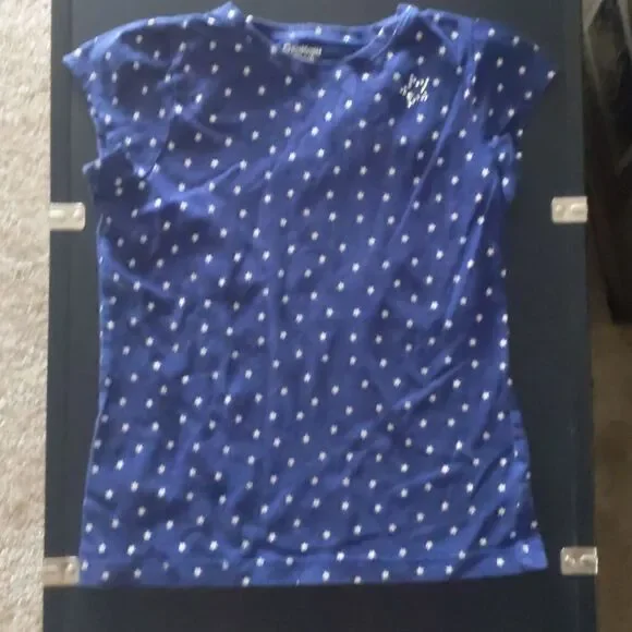 Girls blue tshirt with white stars size 8.