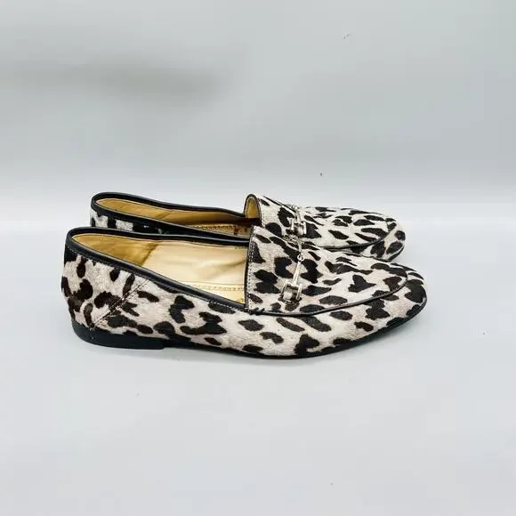 Sam Edelman Shoes Women 10 Gray Leopard Calf Hair Loraine Loafer Flats Slip On