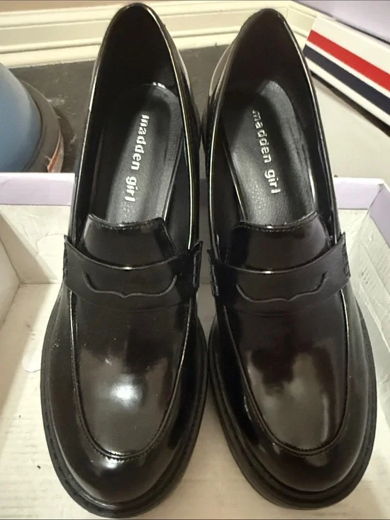 Madden Girl Black Patent Penny Loafers