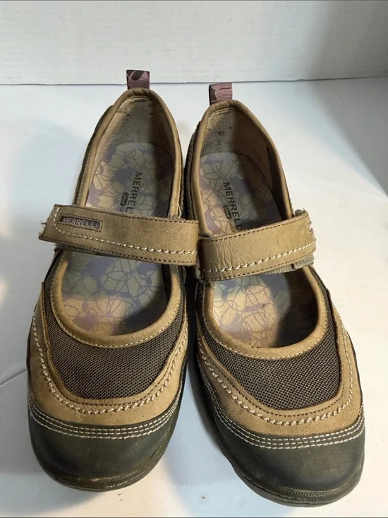 Merrell Tan and Brown Mary Jane Flats