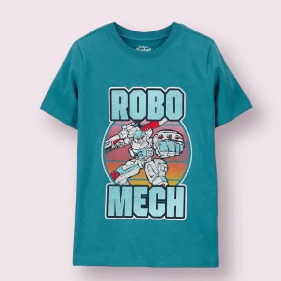 OshKosh Boys Blue Teal Originals Graphic Robo Mech Tee Shirt