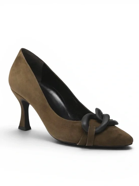 Paul Green 3871 Olive Suede High Heel Pump | US 8.5 (UK 6)