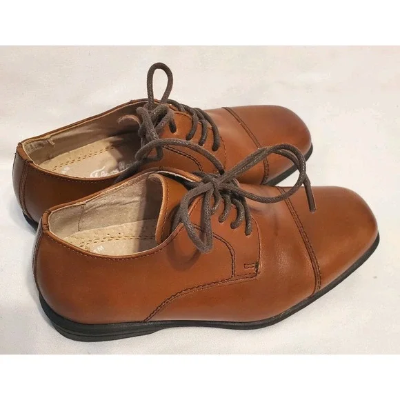 Florsheim Kids Cap Toe Oxfords Boys Cognac Leather Size 12m
