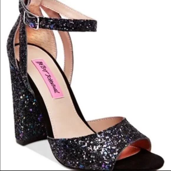 Betsey Johnson Glissten Dark Glitter‎ Shoes Sz 8.5