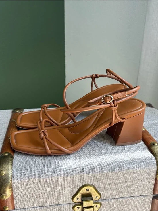 Marc Fisher Tan Strappy Block Heel Sandals