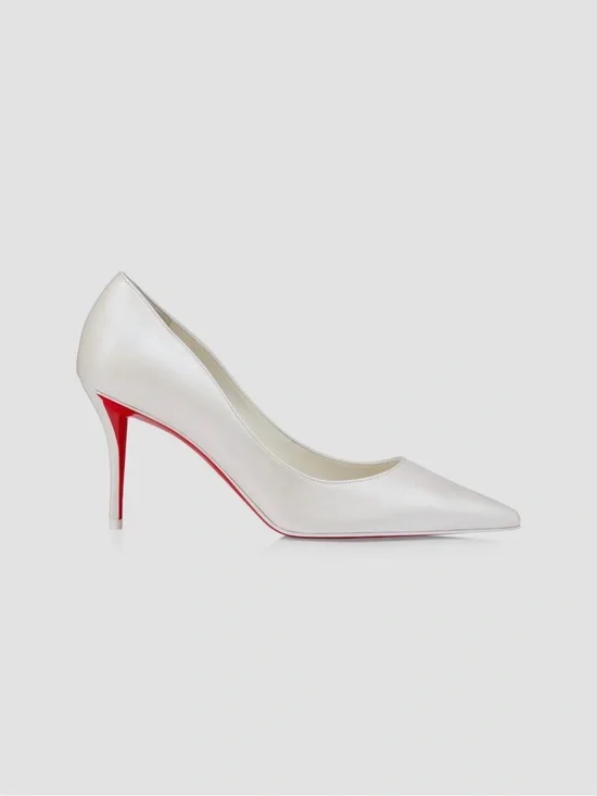 Christian Louboutin White Pointed-Toe Pump with Signature Red Sole