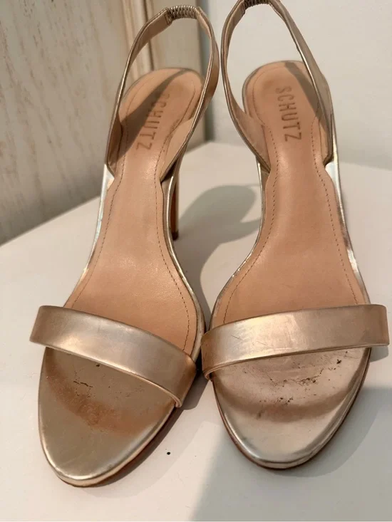 SCHUTZ Metallic Gold Slingback Heels