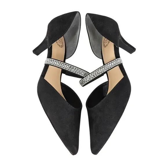 I.MILLER BRIANNA BLACK WOMEN’S SUEDE-LIKE STRAP HEEL – SIZE 8.5M – 3