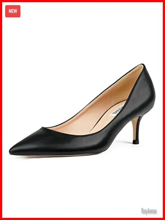 Women's Kitten Heel Pointy Toe PU Pumps Slip-On Daily Work Shoes