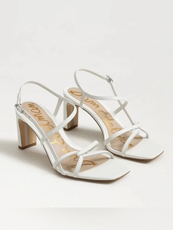 Sam Edelman White Strappy Block Heel Sandal
