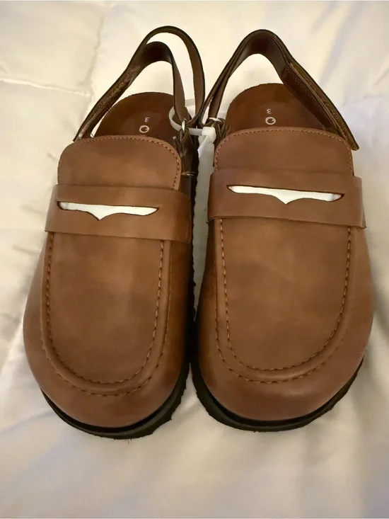 Cloud Clogs Boys Brown Faux Leather Slingback Loafers