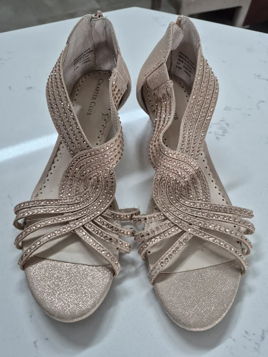 Charter Club Rose Gold Crystal-Strap Dress Sandals