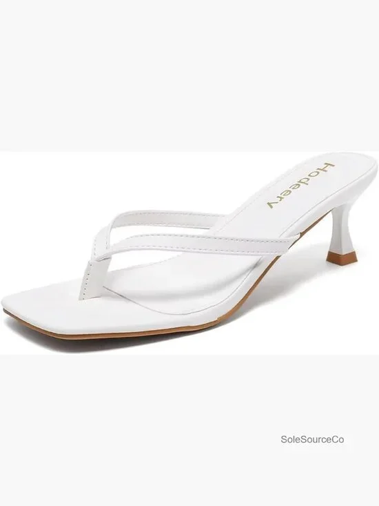 Kitten Heels Thong Sandals Square Toe Low Heels 2.5