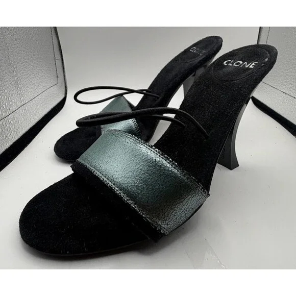 ✨👠 Bruno Bordese Italy Leather Cone High Heels Vintage Party Sandals Size 35 🇮