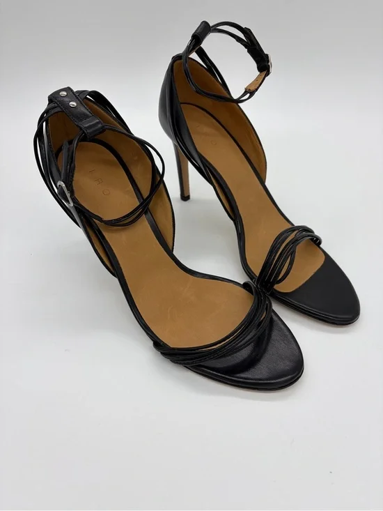 IRO Micaela Black Leather Strappy Stiletto Sandals