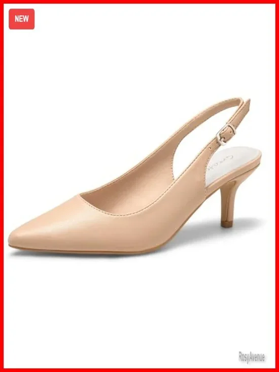 Women's Kitten Heels Pointed Toe Slingback Dress Pumps Shoes with Cushioned