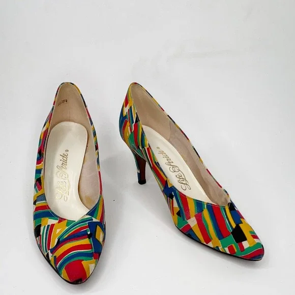 Vintage LIFE STRIDE 1980s Multicoloured Heels 7.5