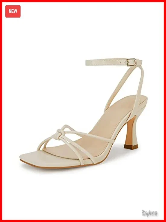 Square Open Toe Stiletto Kitten Heel Ankle Buckle Strap Slingback Dress Sandals
