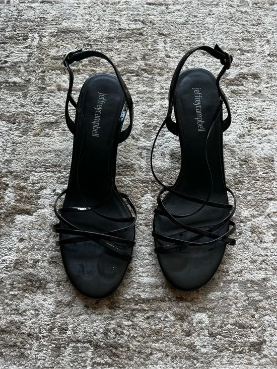 Jeffrey Campbell Black patent strappy High-Heel Sandals