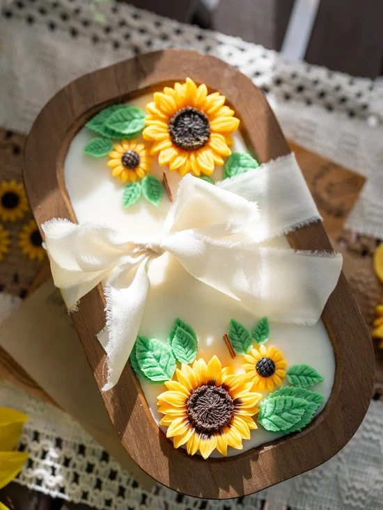 Handcrafted Sunflower Decorative Candle - Yellow