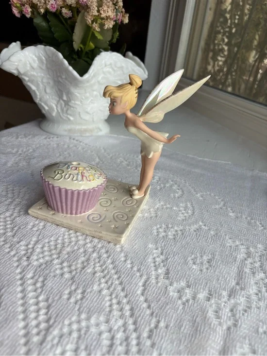 Disney Tinker Bell Cake Topper with Pink Cupcake and Iridescent Wings