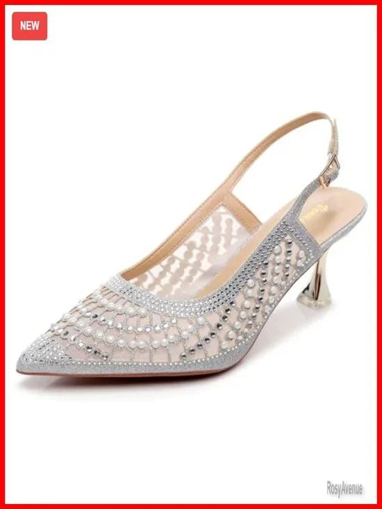 Women's Slingback Pump with Kitten Heel and Stud Embellishment