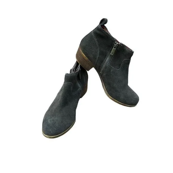 LUCKY BRAND BeTwixt Olive Green Suede Zip-up Bootie Size 6