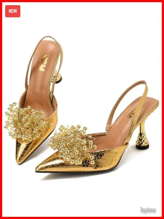 Slingback Block Heels Pumps Pointed Toe 3.5 Inch Arch Support Slip On