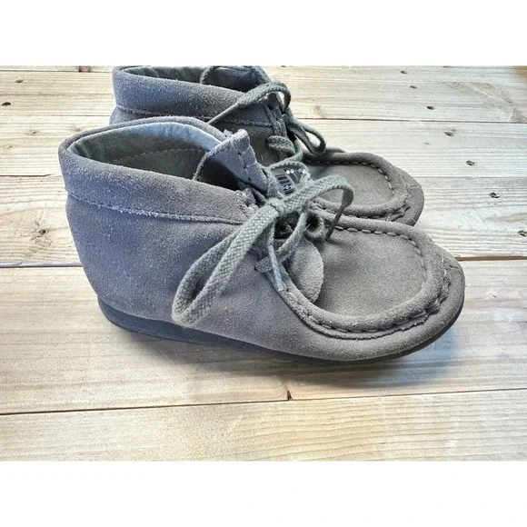 Footmate Classics Kids Tan Suede Moc Toe Lace Up‎ Ankle Boots Size 11.5