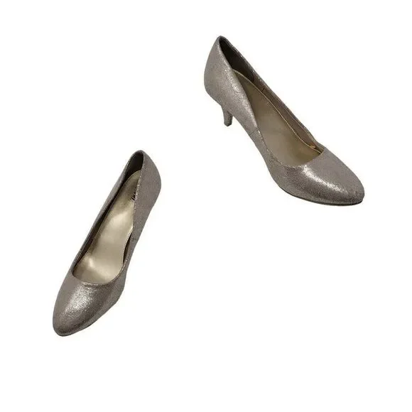 Fioni Vegan Rose Gold Formal Sparkle Pumps‎ 7.5 Slip-On Heels Pointy Toe Glam