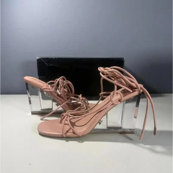 I.N.C. International Concepts Nude Strappy Clear Block Heel‎ Sandals